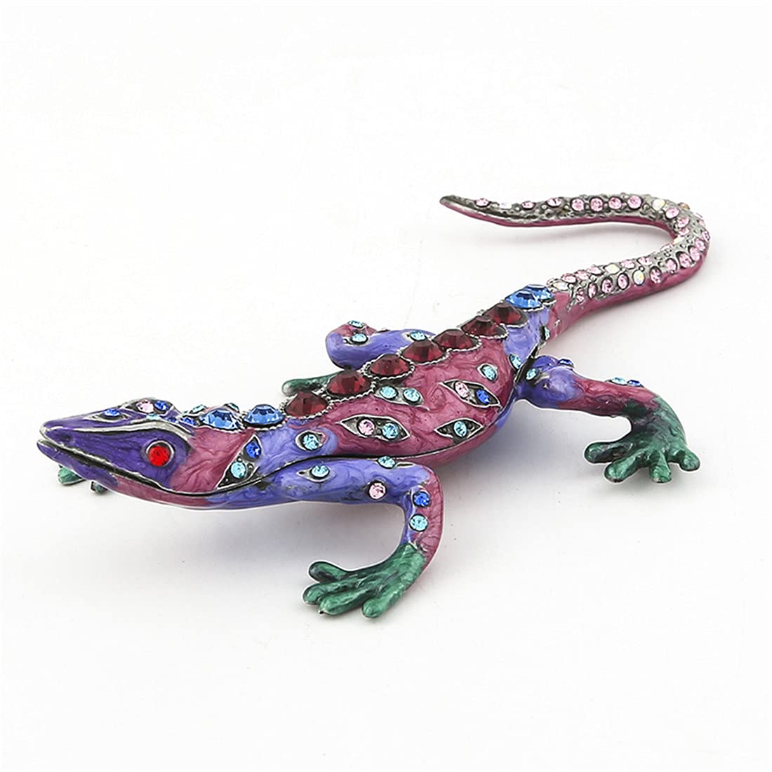 Waltz&F Diamond purple lizard Figurine Collectible Hinged Trinket